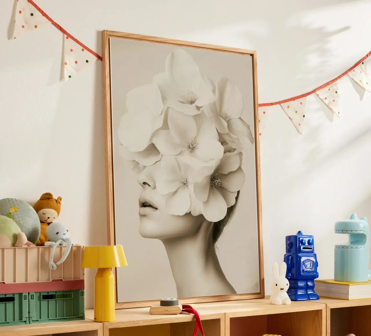 Donna con capelli a fiori plexiglass da Imagine
