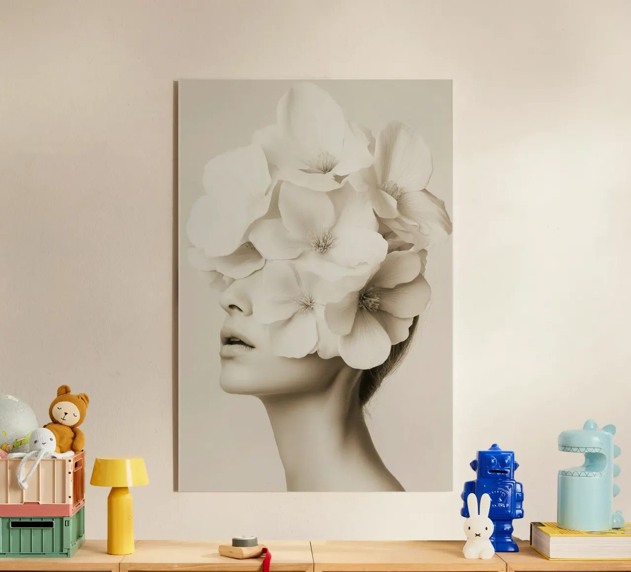 Donna con capelli a fiori plexiglass da Imagine