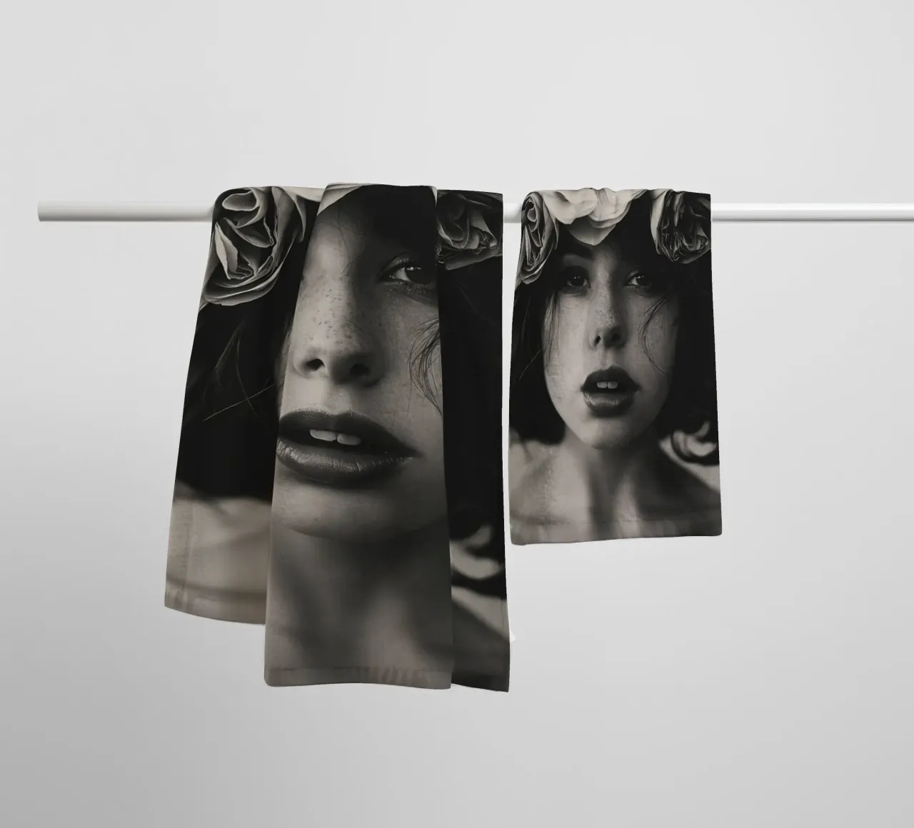 Donna con fiori tra i capelli asciugamano da bagno da Imagine