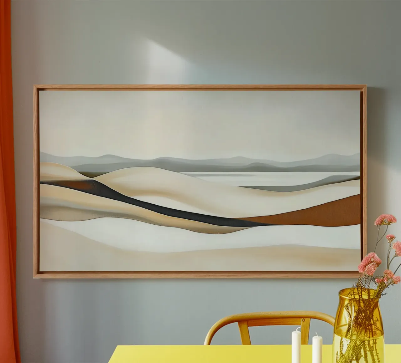 Abstract landschap canvas met Baklijst van Imagine