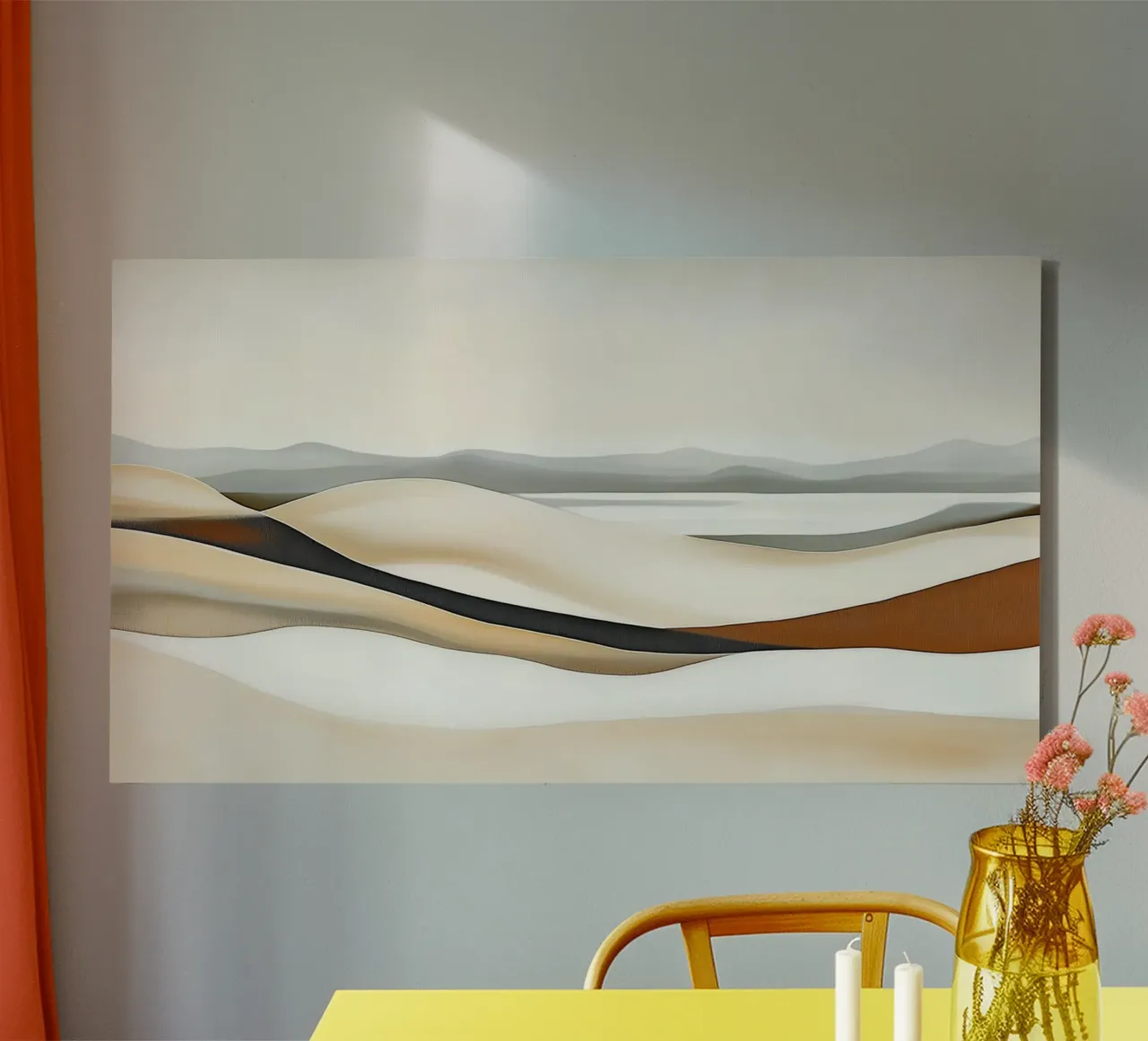 Abstract landschap canvas met Baklijst van Imagine