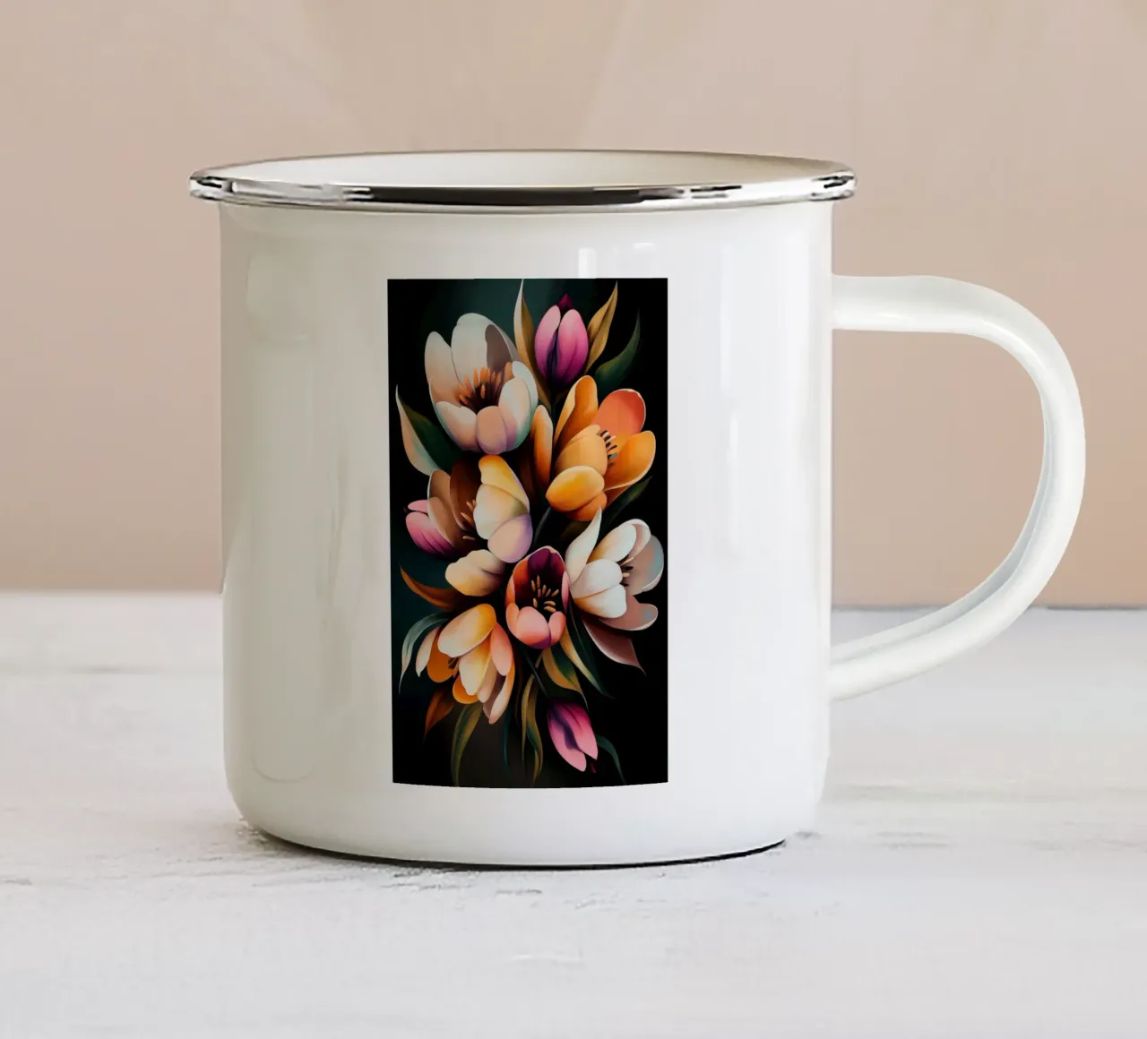 Fiori colorati tazza in smalto da Imagine