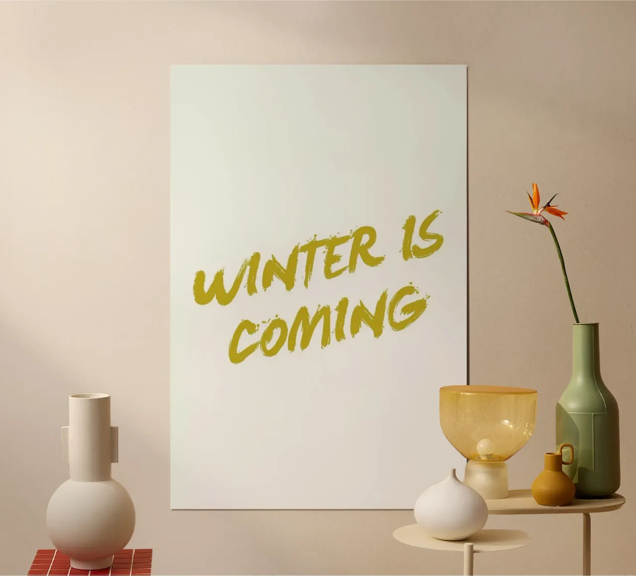 Winter is Coming poster con telaio in legno da Dean Smith