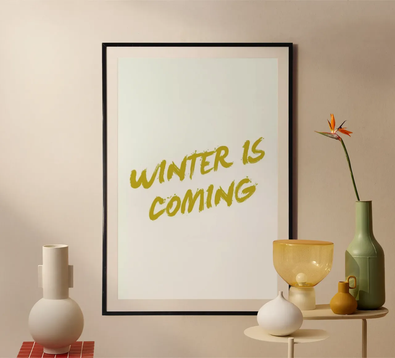 Winter is Coming poster con telaio in legno da Dean Smith