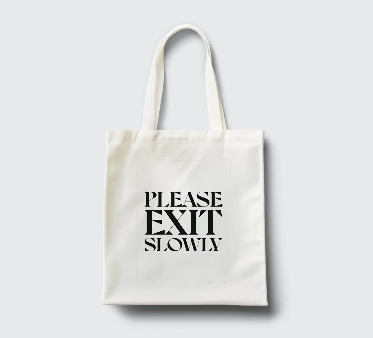 SI PREGA DI USCIRE LENTAMENTE borsa in juta da n.4