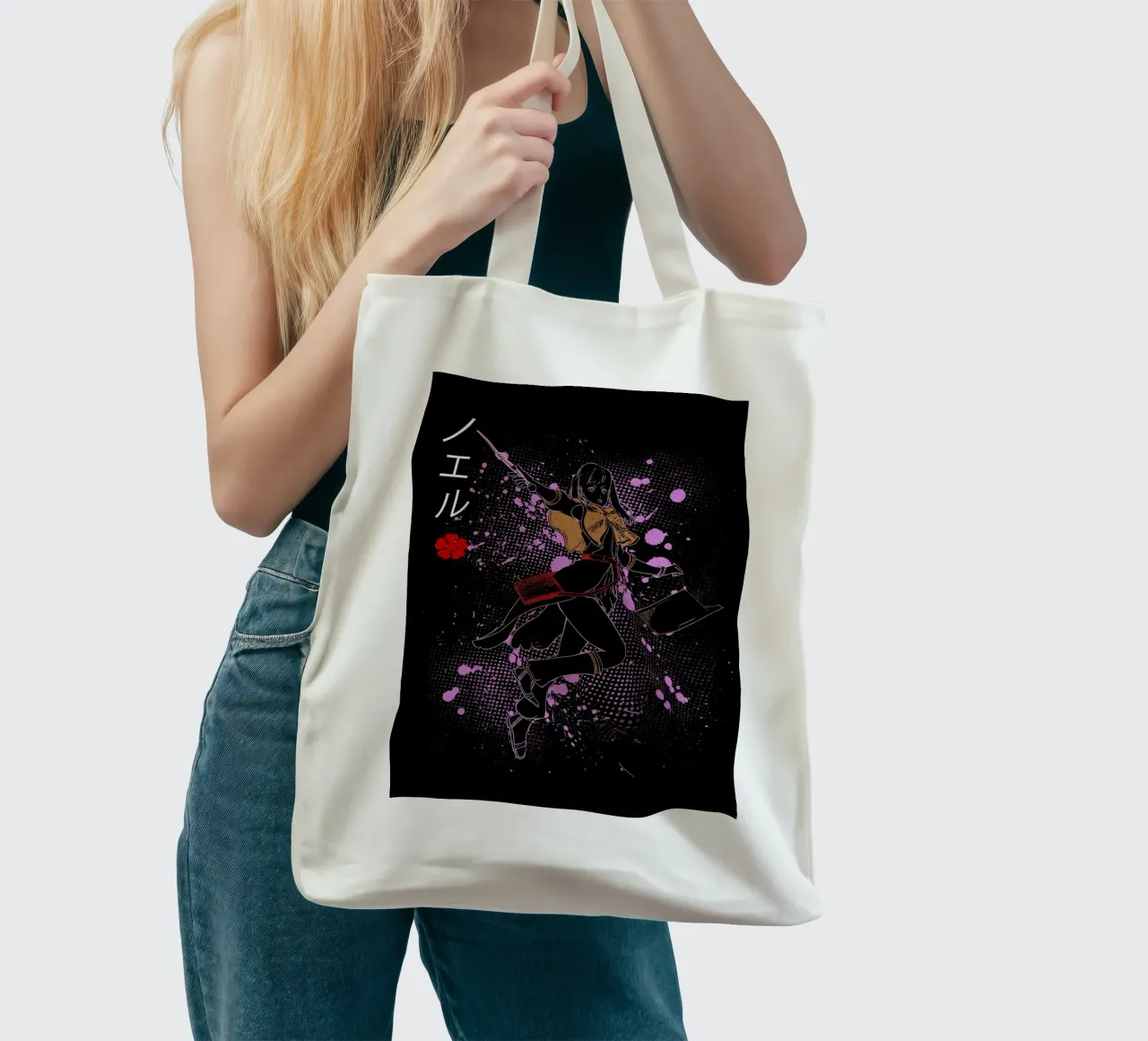 Noelle Silva black clover tote bag by Neonartstudio