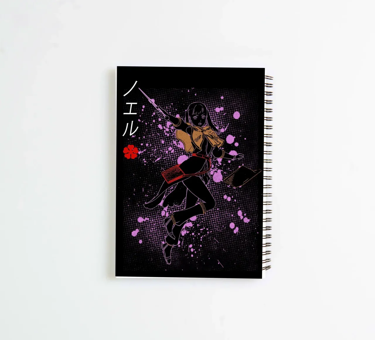 Noelle Silva black clover spiral notebook by Neonartstudio