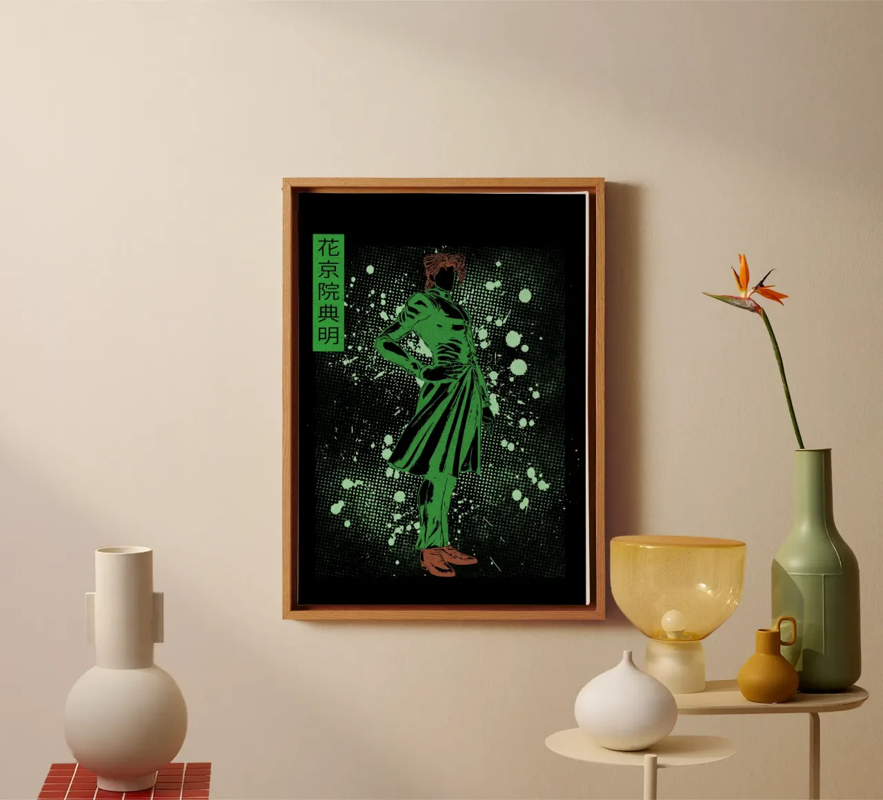 Noriaki Kakyoin jojo tela con Cornice a cassetta da Neonartstudio