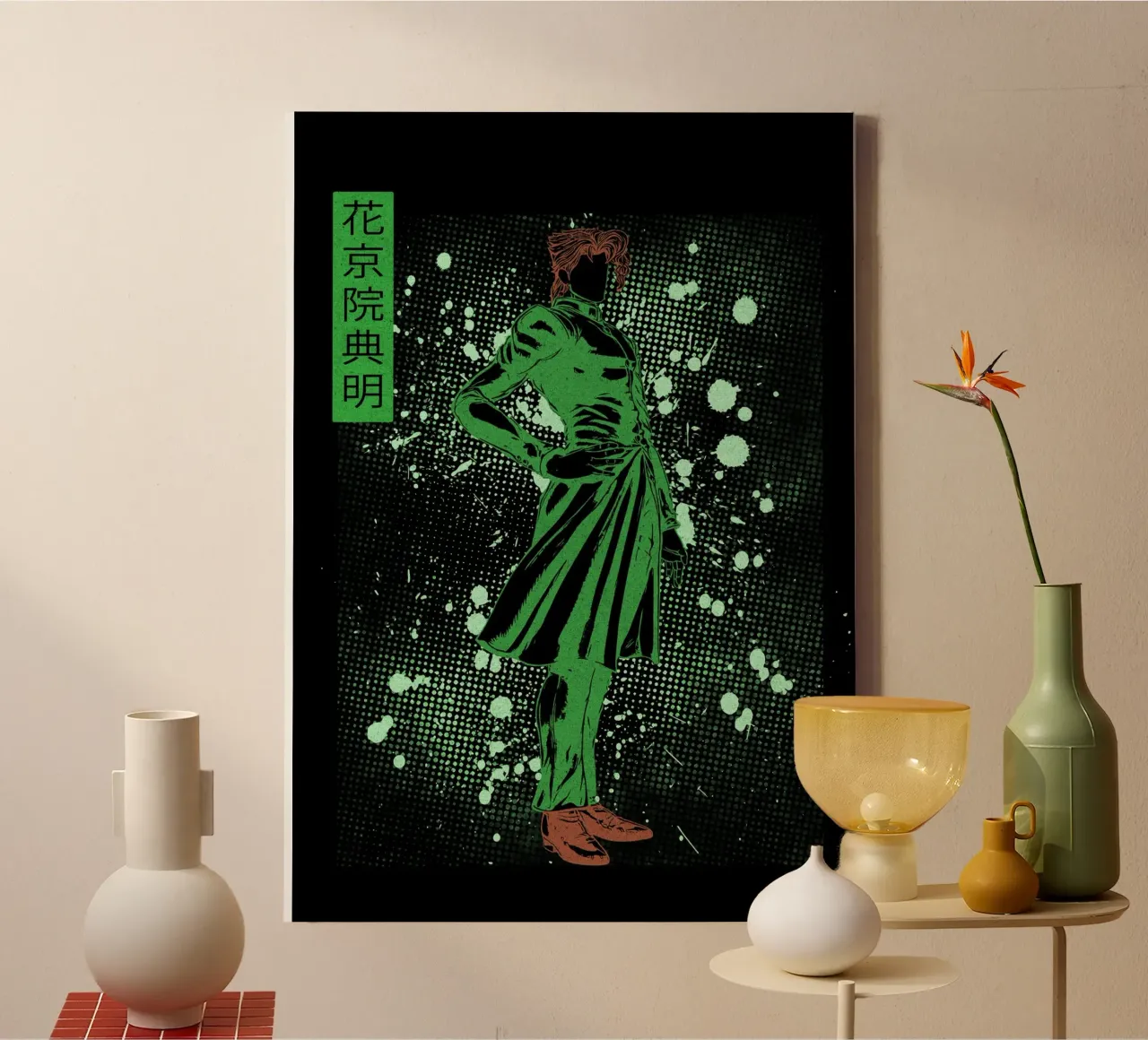 Noriaki Kakyoin jojo tela con Cornice a cassetta da Neonartstudio