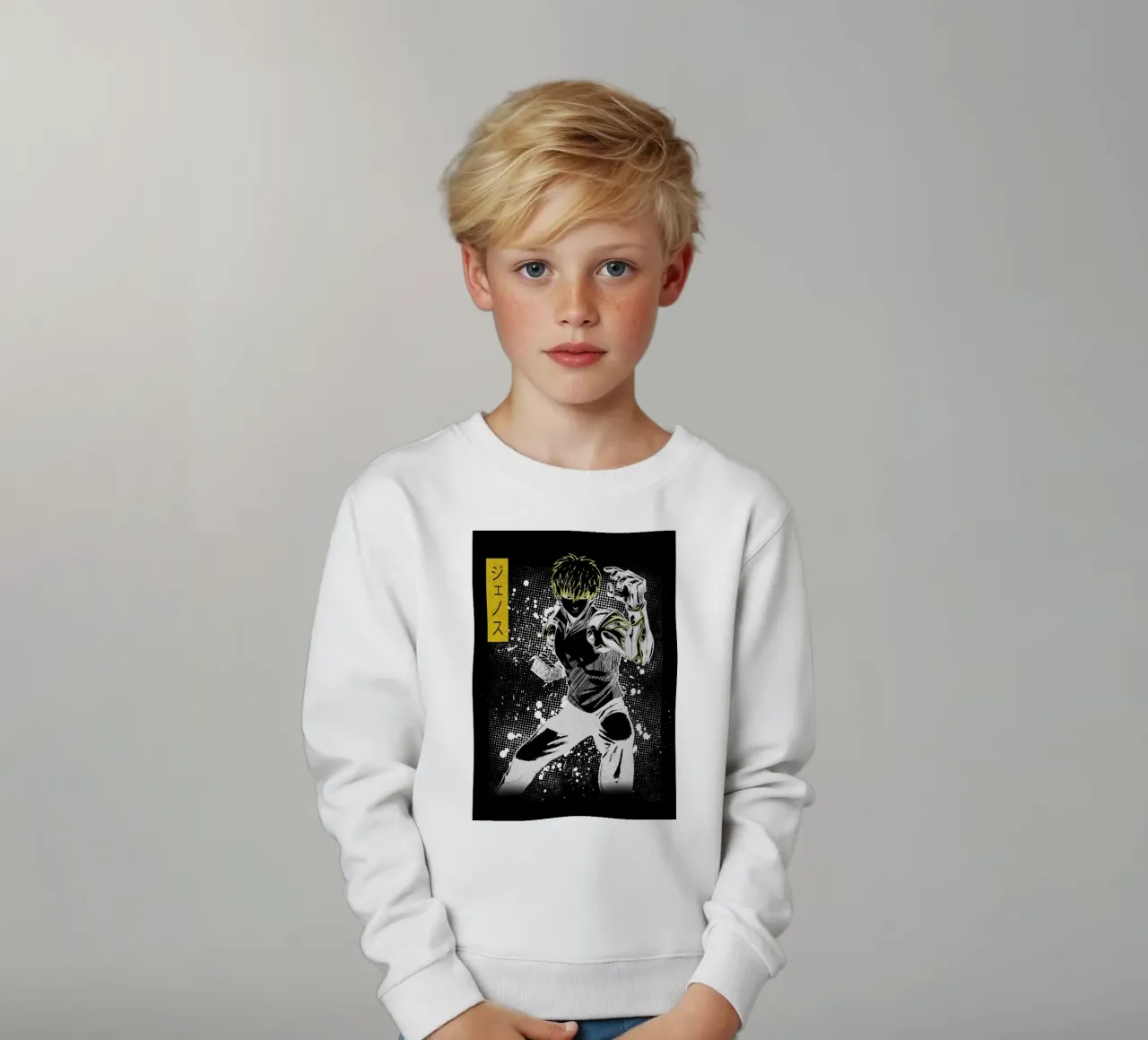 One-Punch Man Genos kids sweatshirt by Neonartstudio