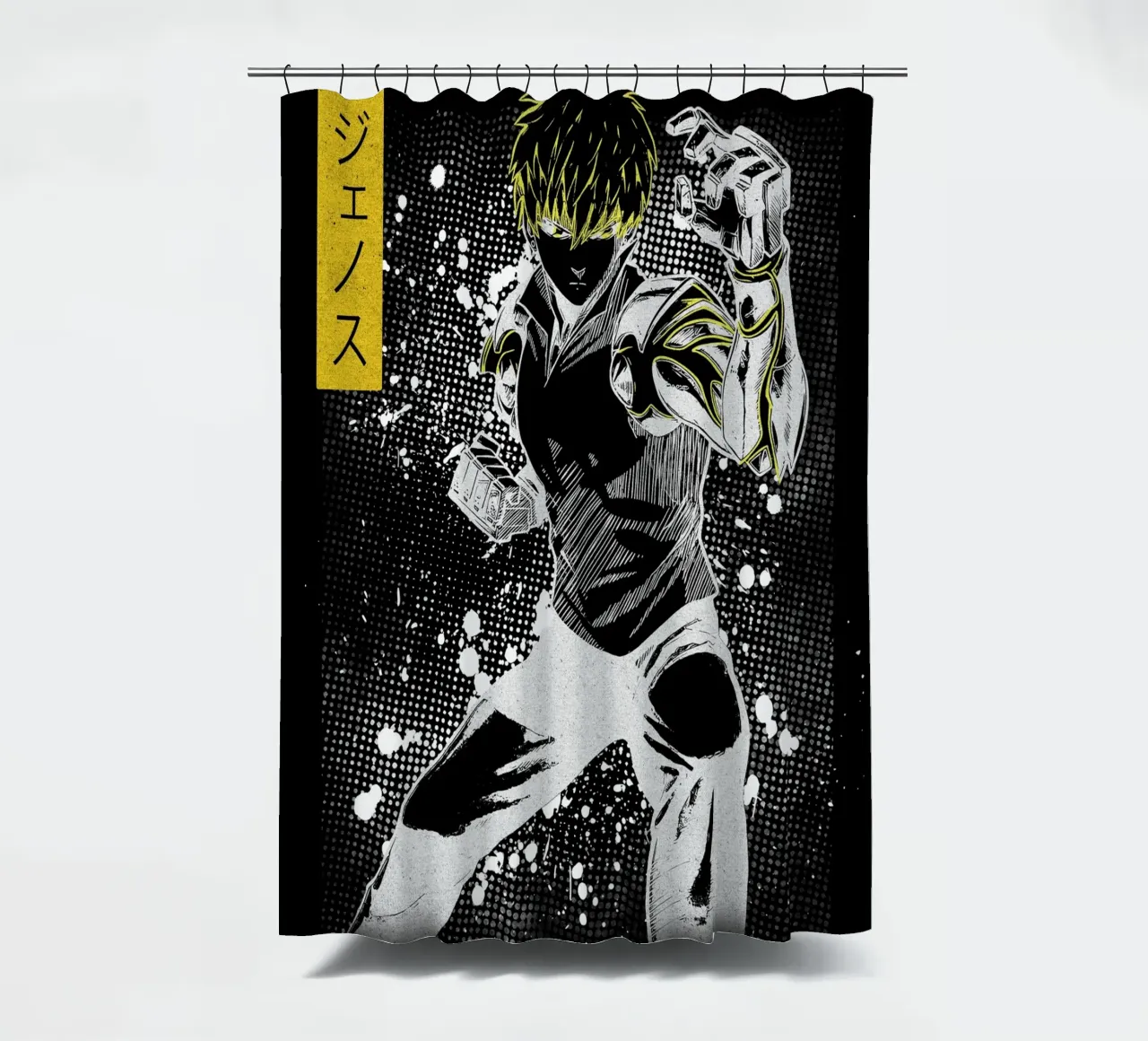 One-Punch Man Genos shower curtain by Neonartstudio