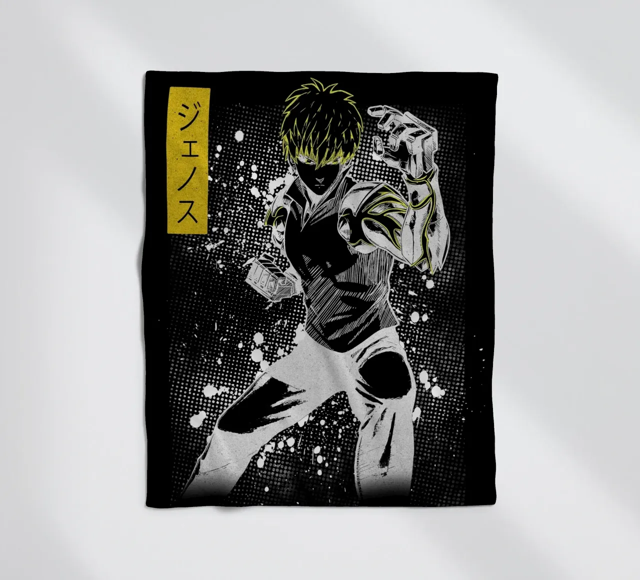 One-Punch Man Genos fleece blanket by Neonartstudio