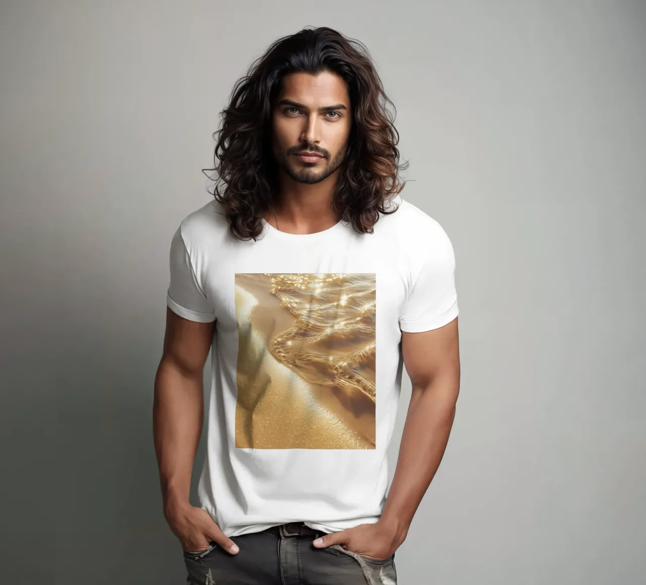 Boho Spiaggia dorata Sole e sabbia Chakra solare della fortuna t-shirt da Gentle Echoes Art