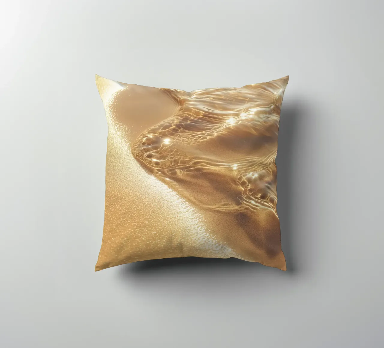 Boho Golden Beach Sun and Sands Good Fortune Solar Chakra decorative cushion by Gentle Echoes Art