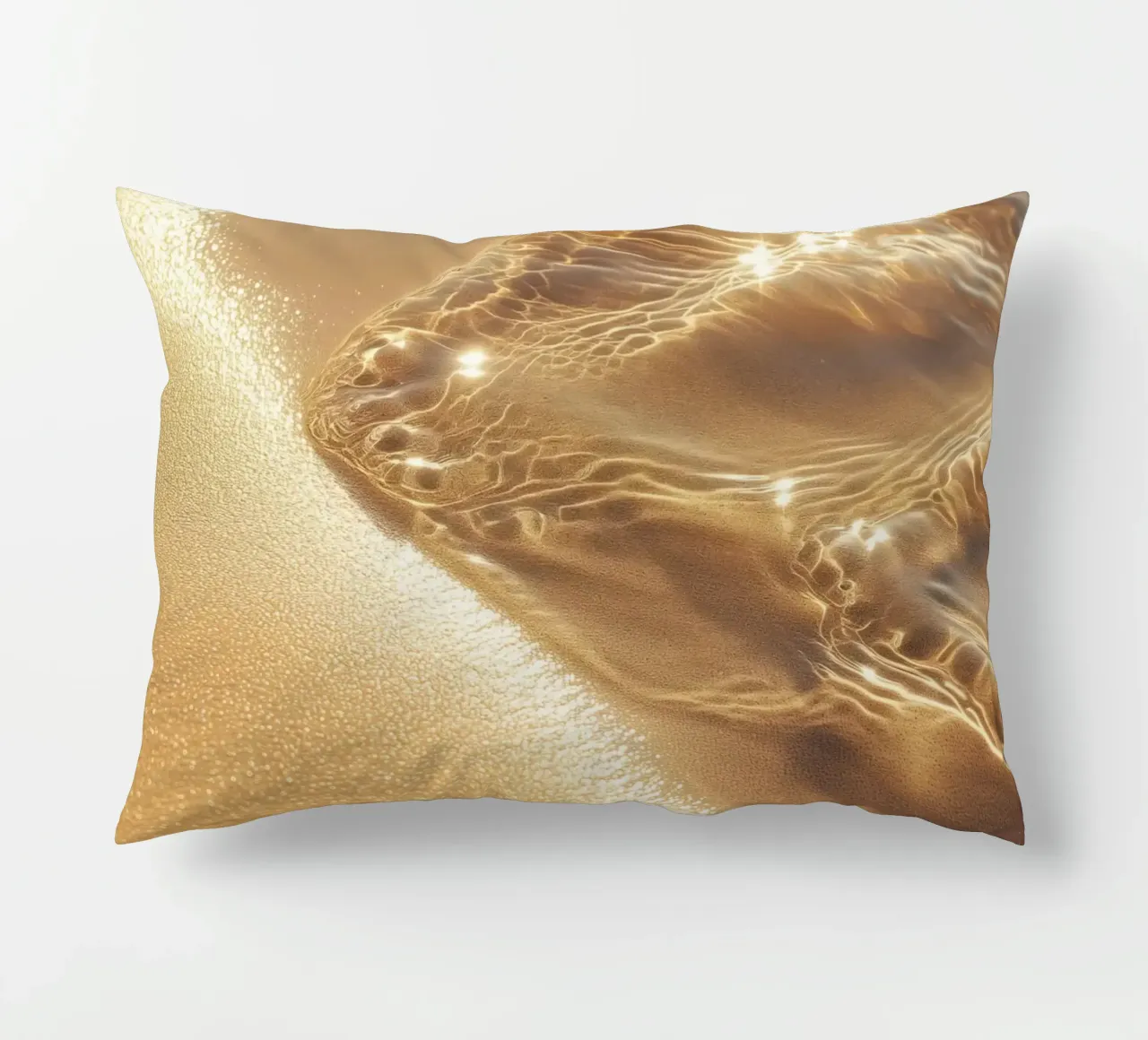 Boho Golden Beach Sun and Sands Good Fortune Solar Chakra decorative cushion by Gentle Echoes Art