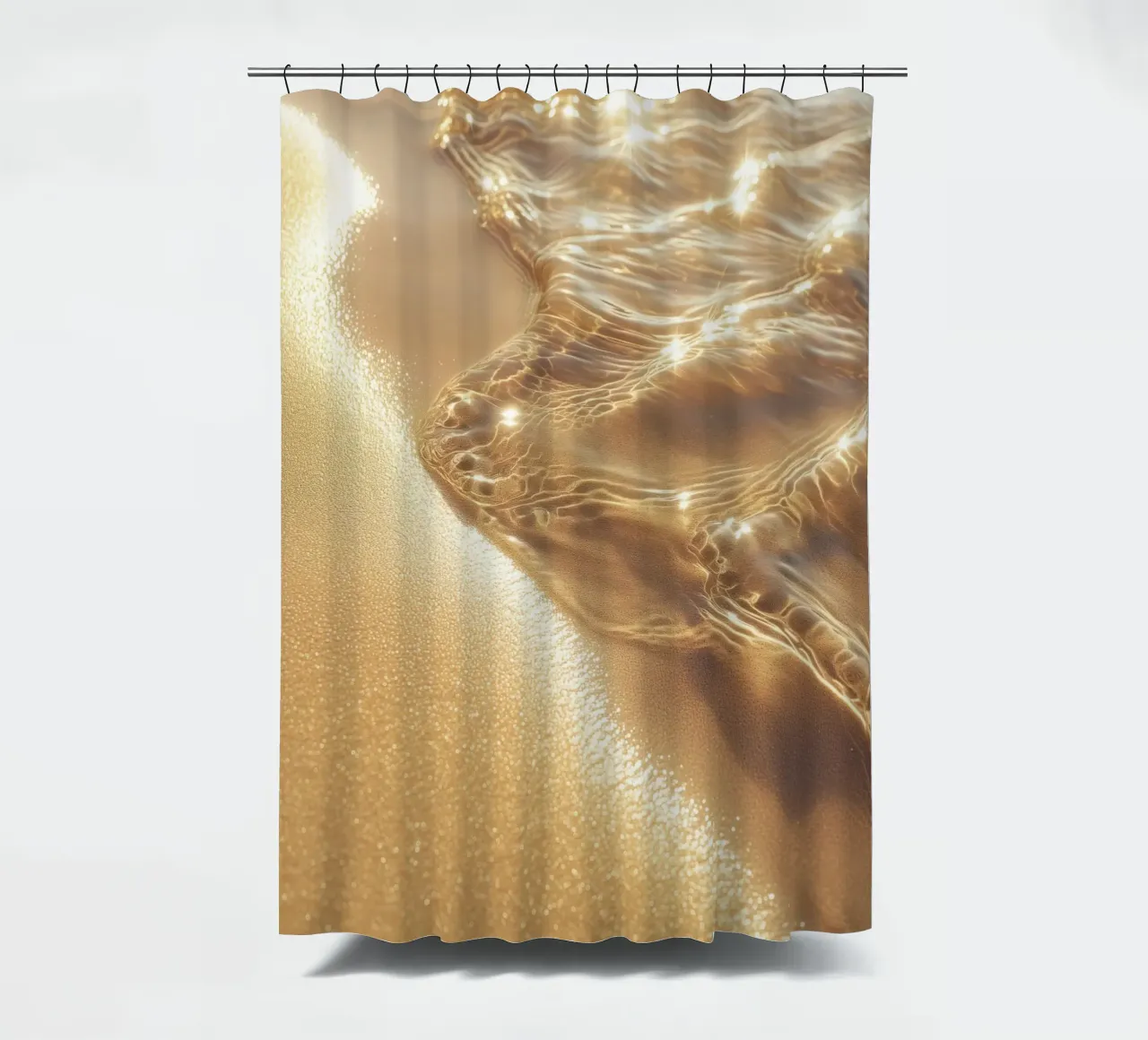 Boho Spiaggia dorata Sole e sabbia Chakra solare della fortuna tenda da doccia da Gentle Echoes Art