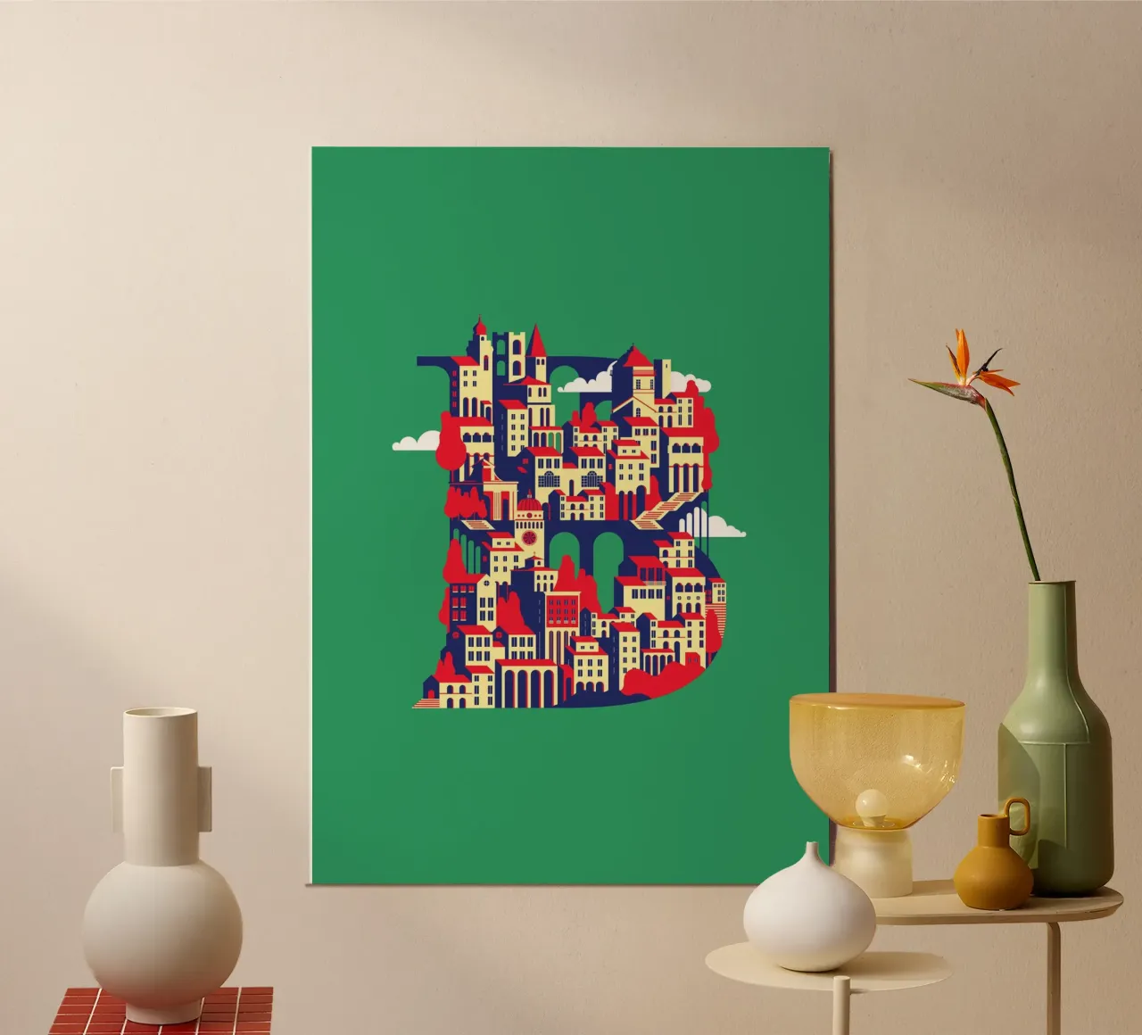 B for Bergamo poster with aluminum frame by La Come Di
