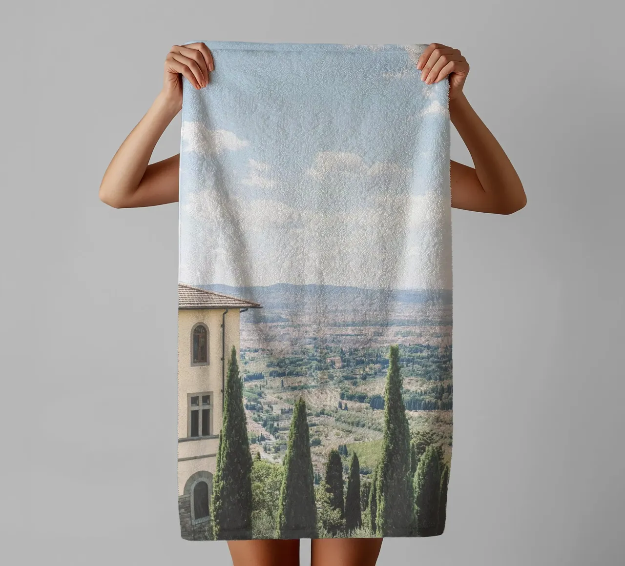 Florence, Italie I Vue skyline sur la campagne de Toscane serviette de bain de Julie Travel Photography