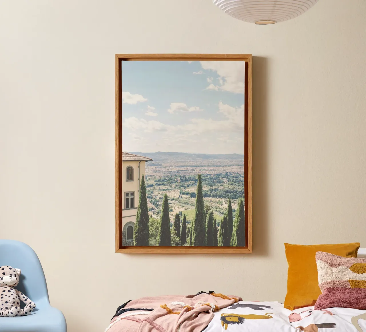 Florencia, Italia I Vista panorámica de la campiña toscana lienzo con Marco flotante de Julie Travel Photography