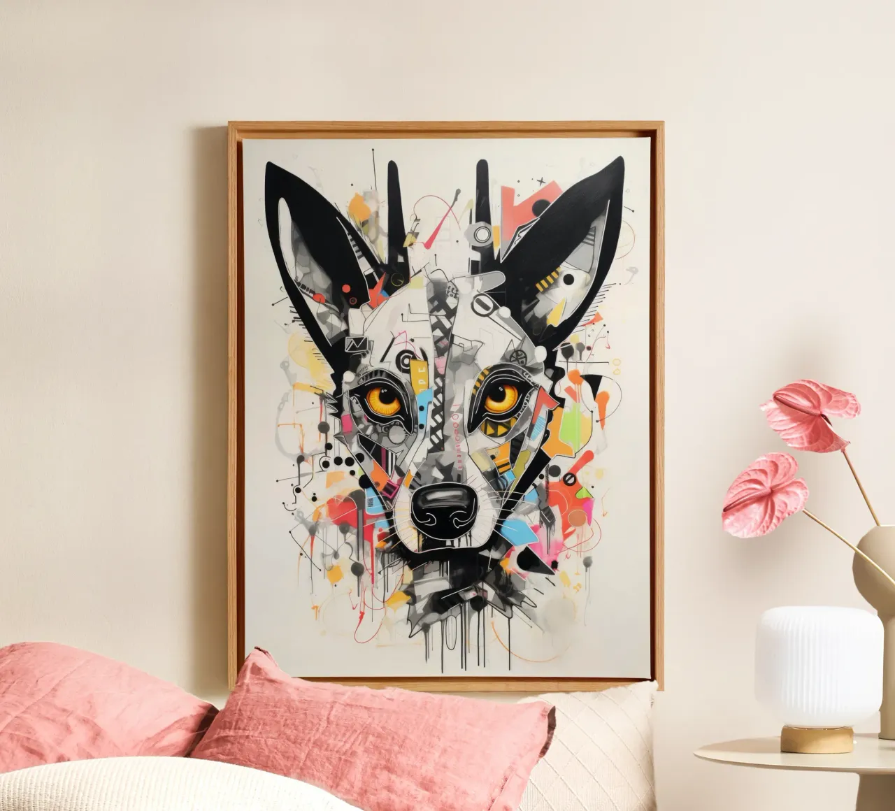 graffiti dieren canvas met Baklijst van Art Digital Visuel