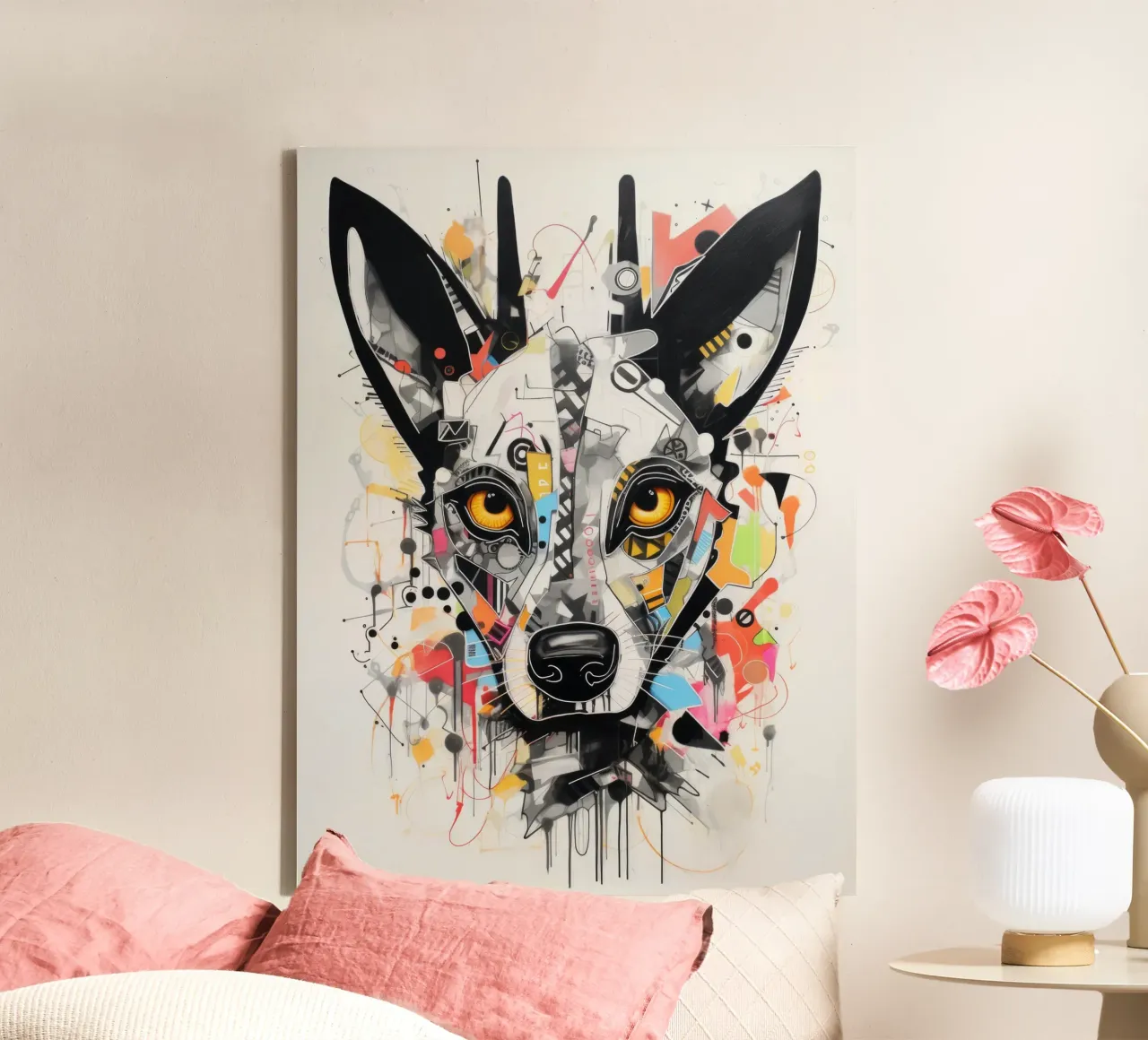 graffiti dieren canvas met Baklijst van Art Digital Visuel