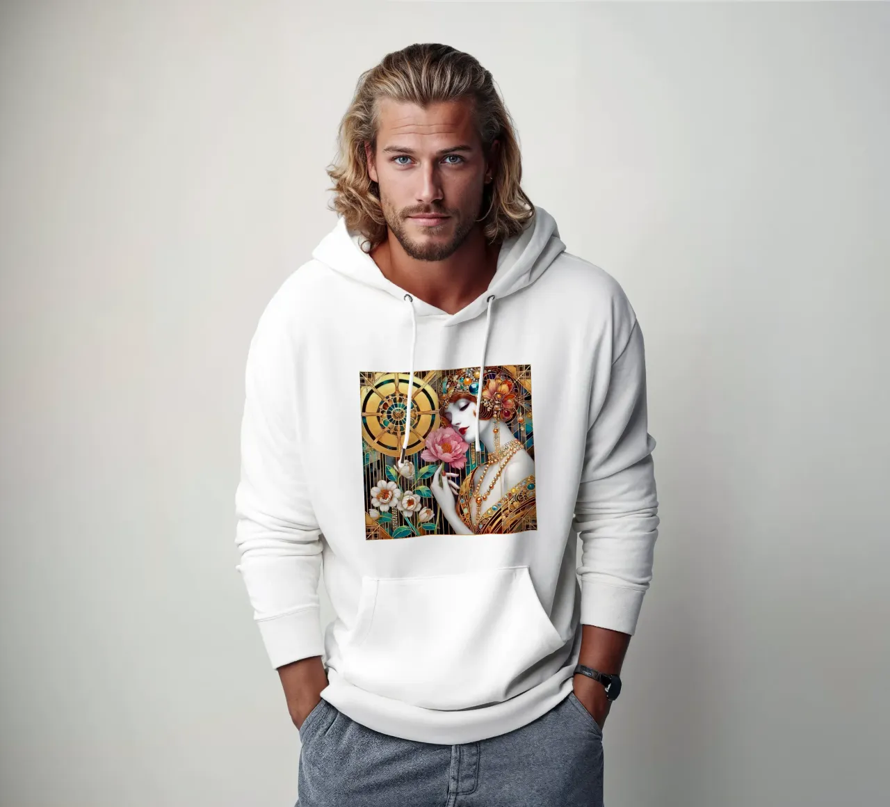 Pink peony hoodie by Art-Nouveau-Dsg