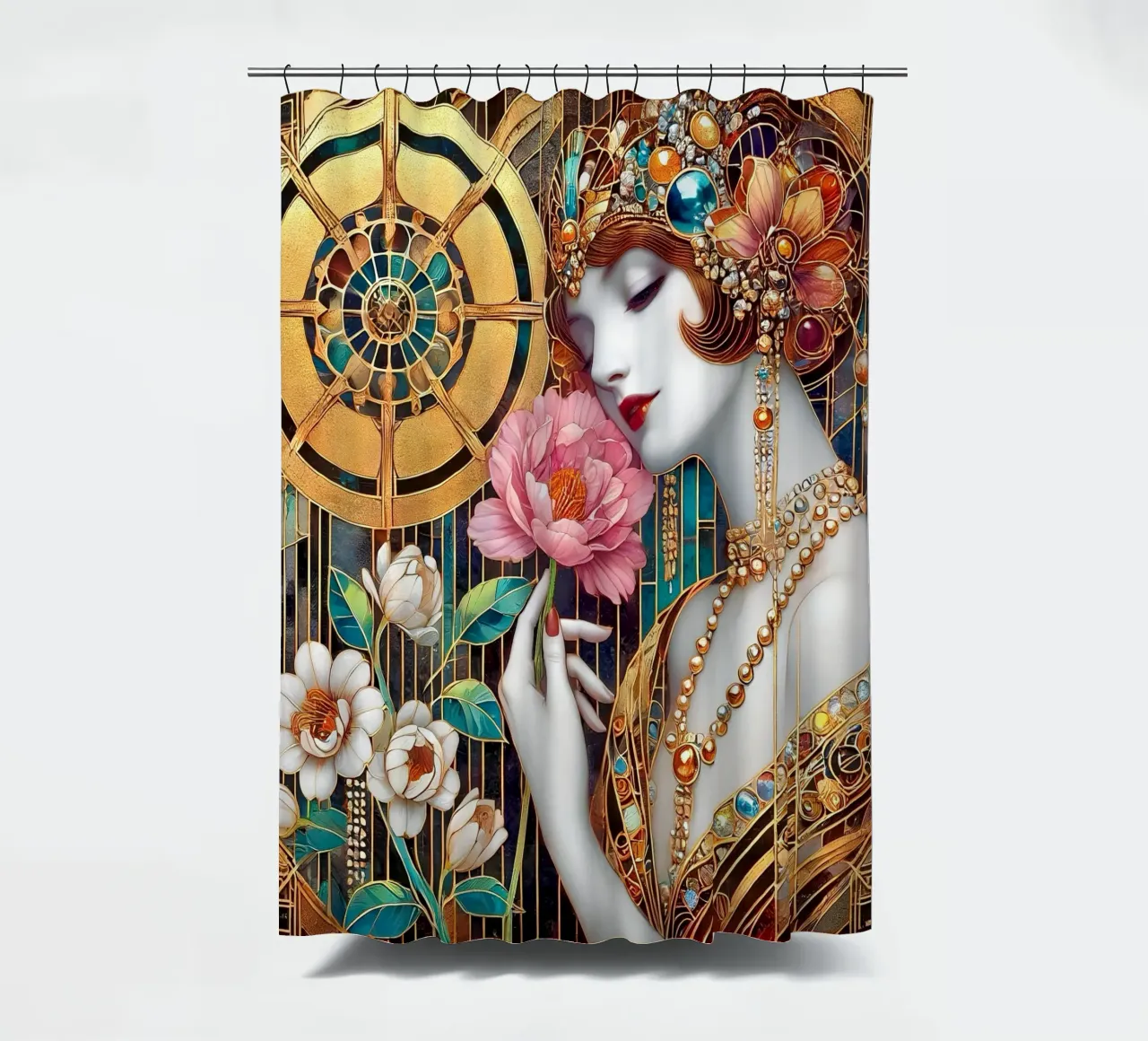 Pink peony shower curtain by Art-Nouveau-Dsg