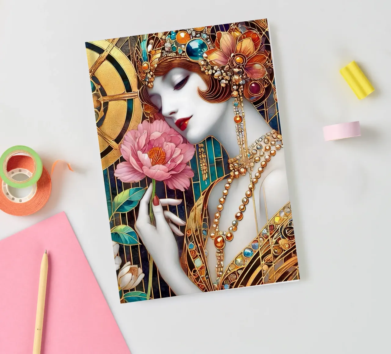 Pink peony notebook by Art-Nouveau-Dsg