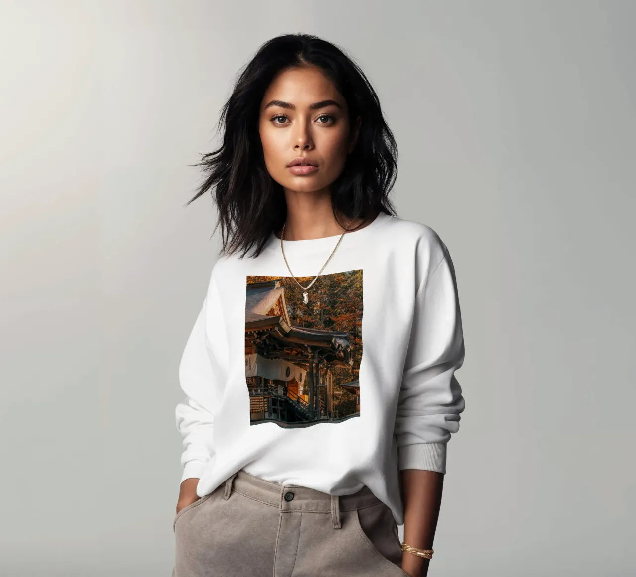 Autumn Temple in Nagano, Japan sweatshirt by Marcel Bisig