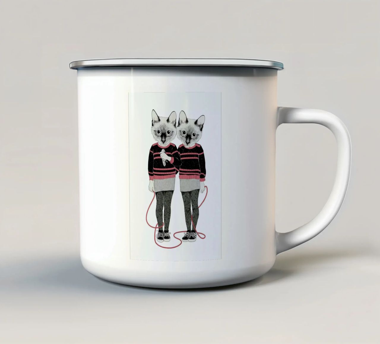 Siames Twins tazza in smalto da Laura Graves
