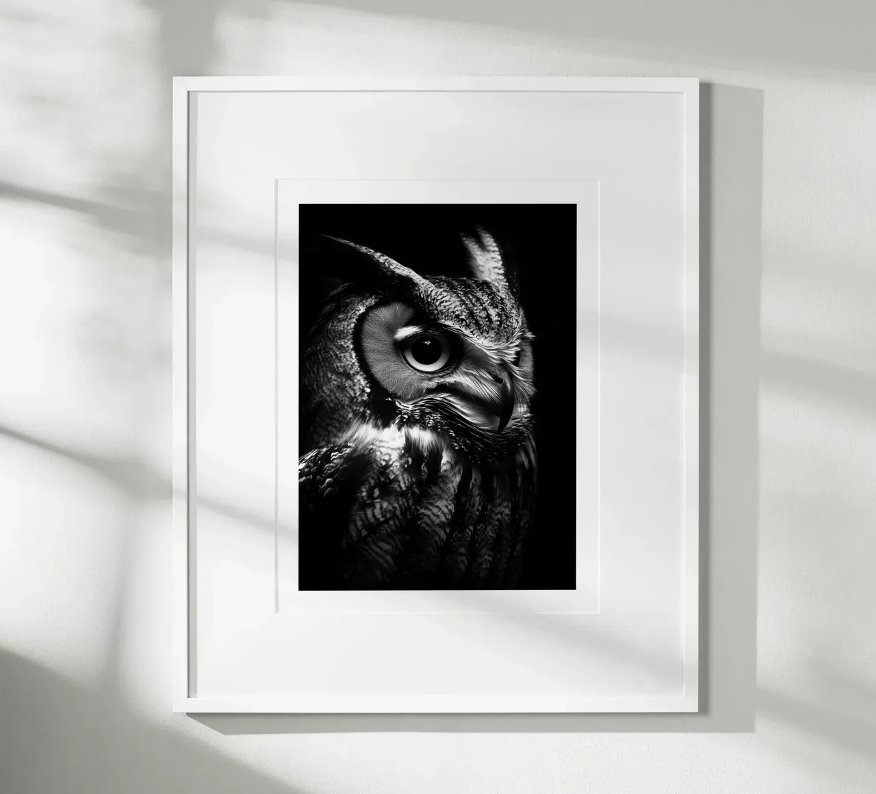 Ritratto ammaliante di un gufo carta hahnemühle da Monochrome
