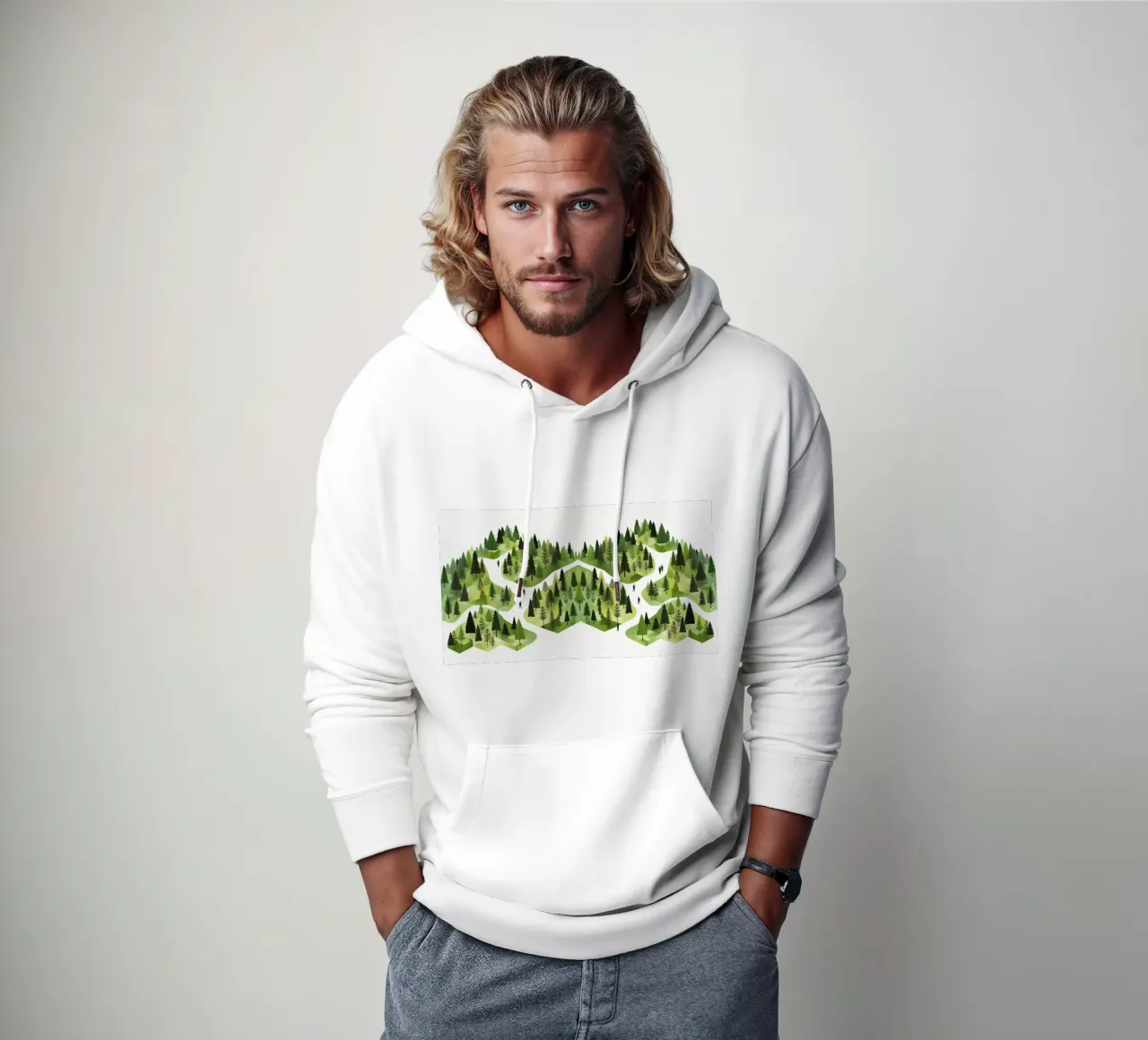 Green Emerge 3 - horizontal forest felpa con cappuccio da The Quiet Senju