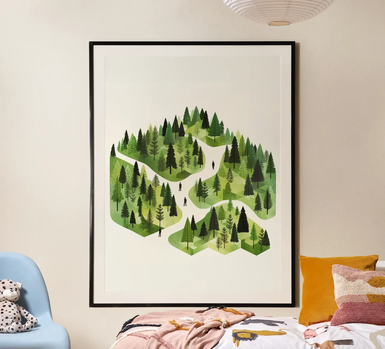 Green emerge 3 - icon poster con telaio in legno da The Quiet Senju