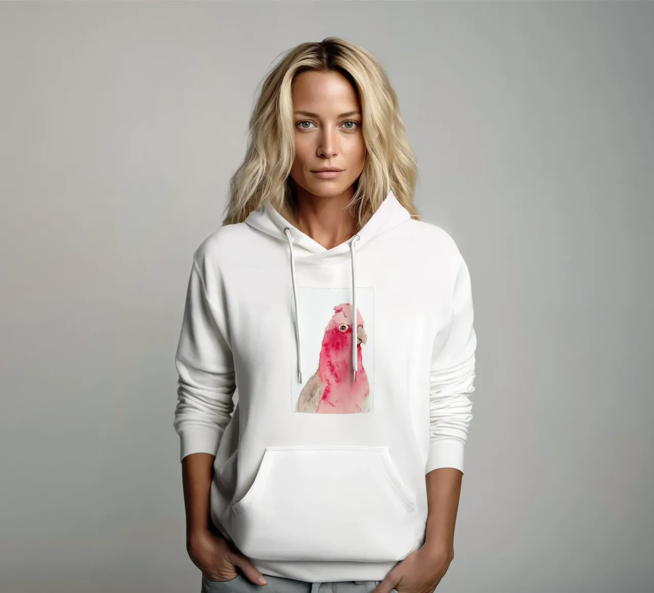 Pink Parrot hoodie by Niina Pechkovskaya