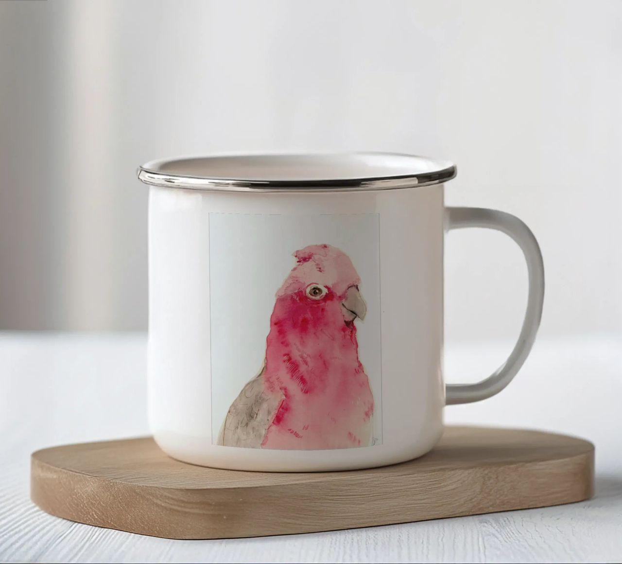 Pink Parrot tazza in smalto da Niina Pechkovskaya