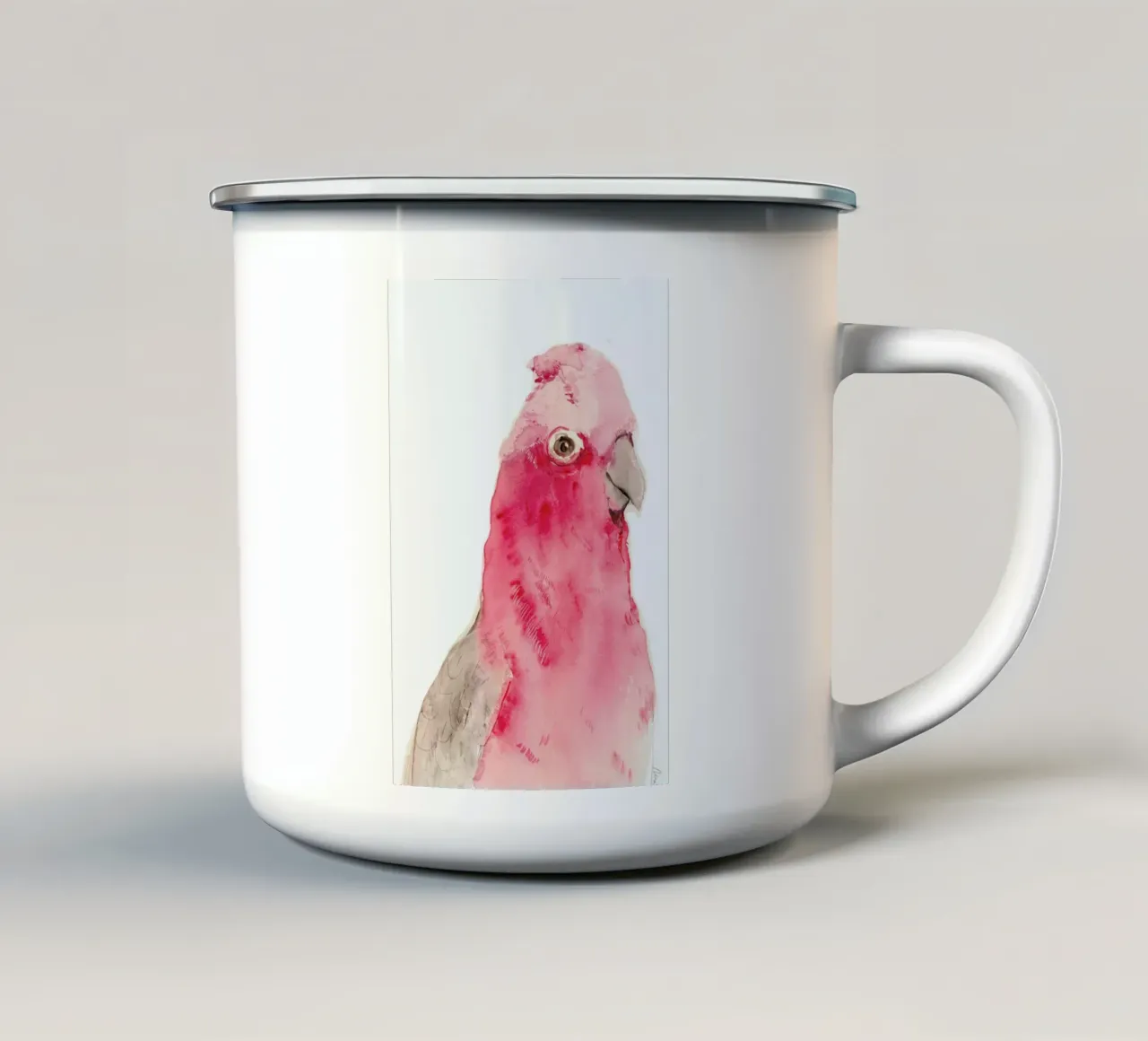 Pink Parrot tazza in smalto da Niina Pechkovskaya