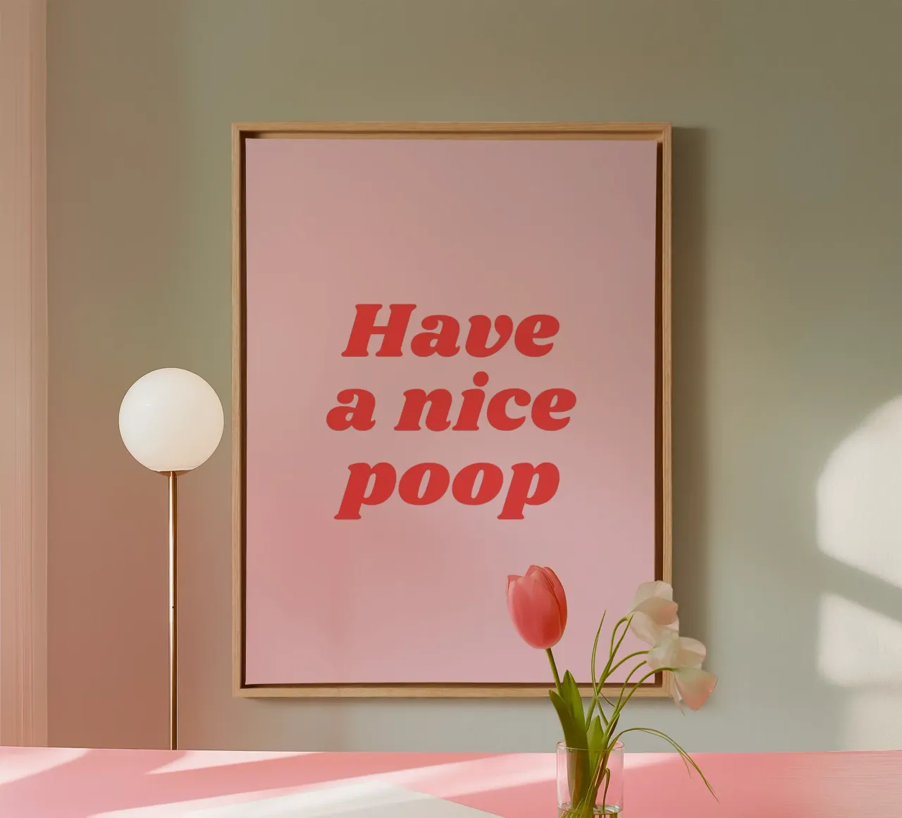 Buona cacca (tono dolcemente rosa) tela con Cornice a cassetta da Paigaam Studio