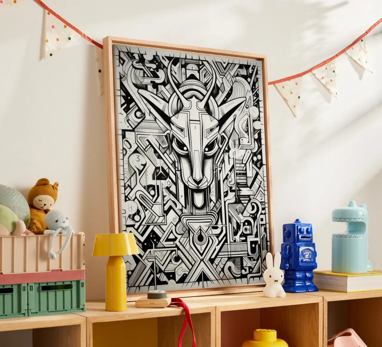 graffiti dieren canvas met Baklijst van Art Digital Visuel