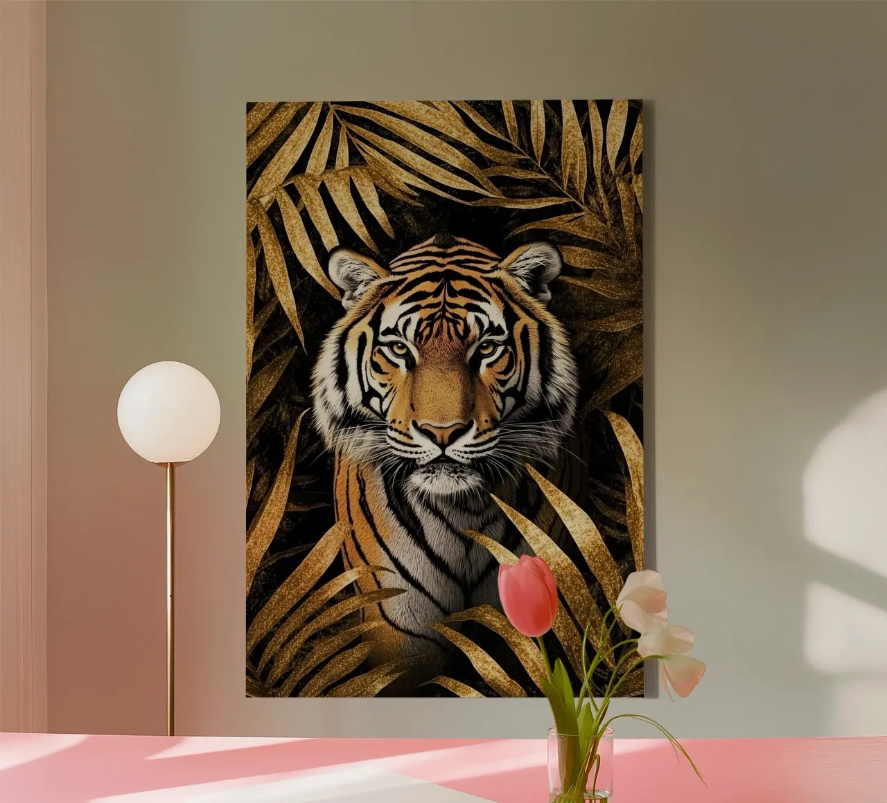 Tijgers in de gouden luxe jungle canvas met Baklijst van Autofocus