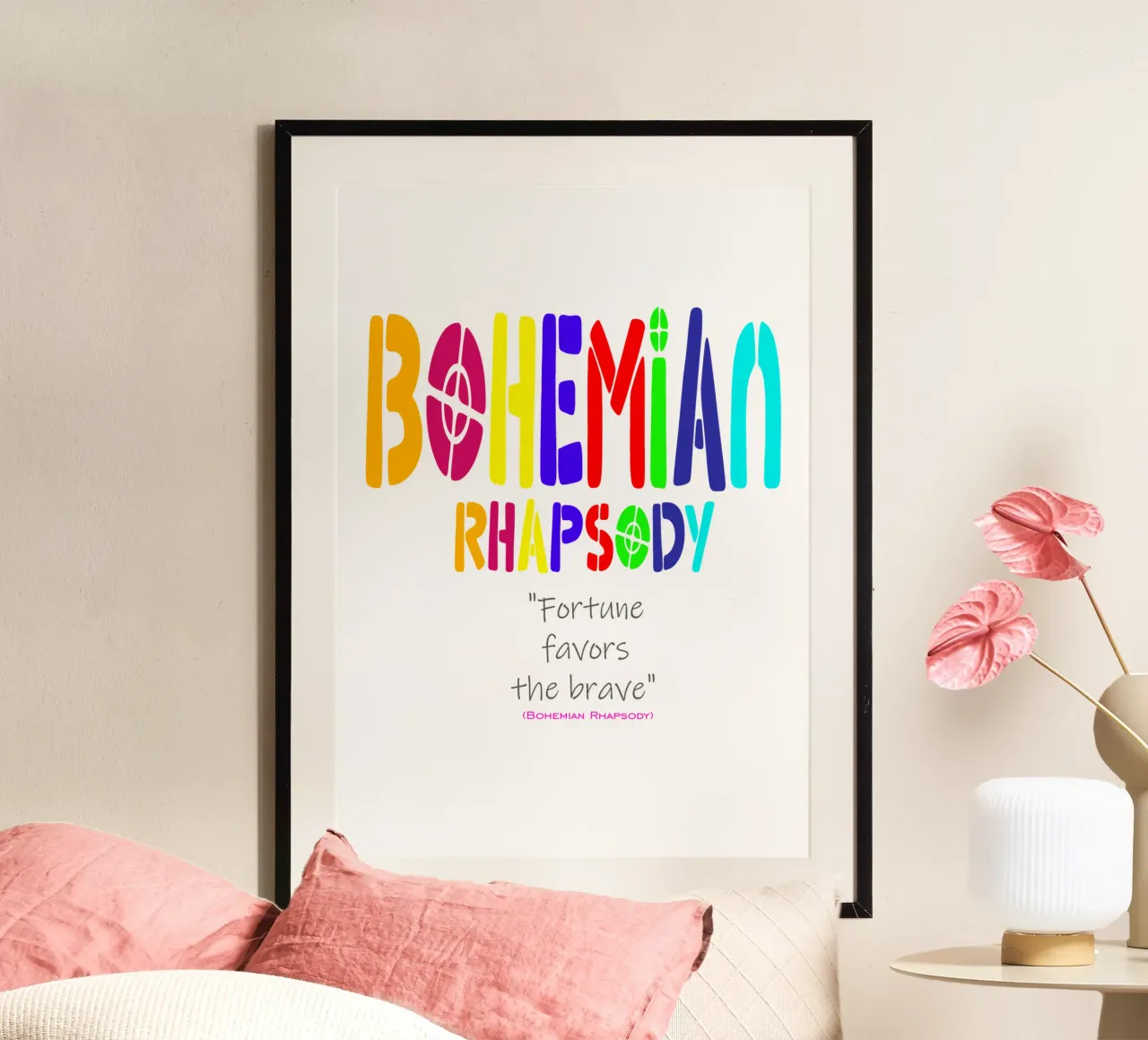 La fortuna favorisce i coraggiosi Trending Now poster con telaio in legno da Urban Life