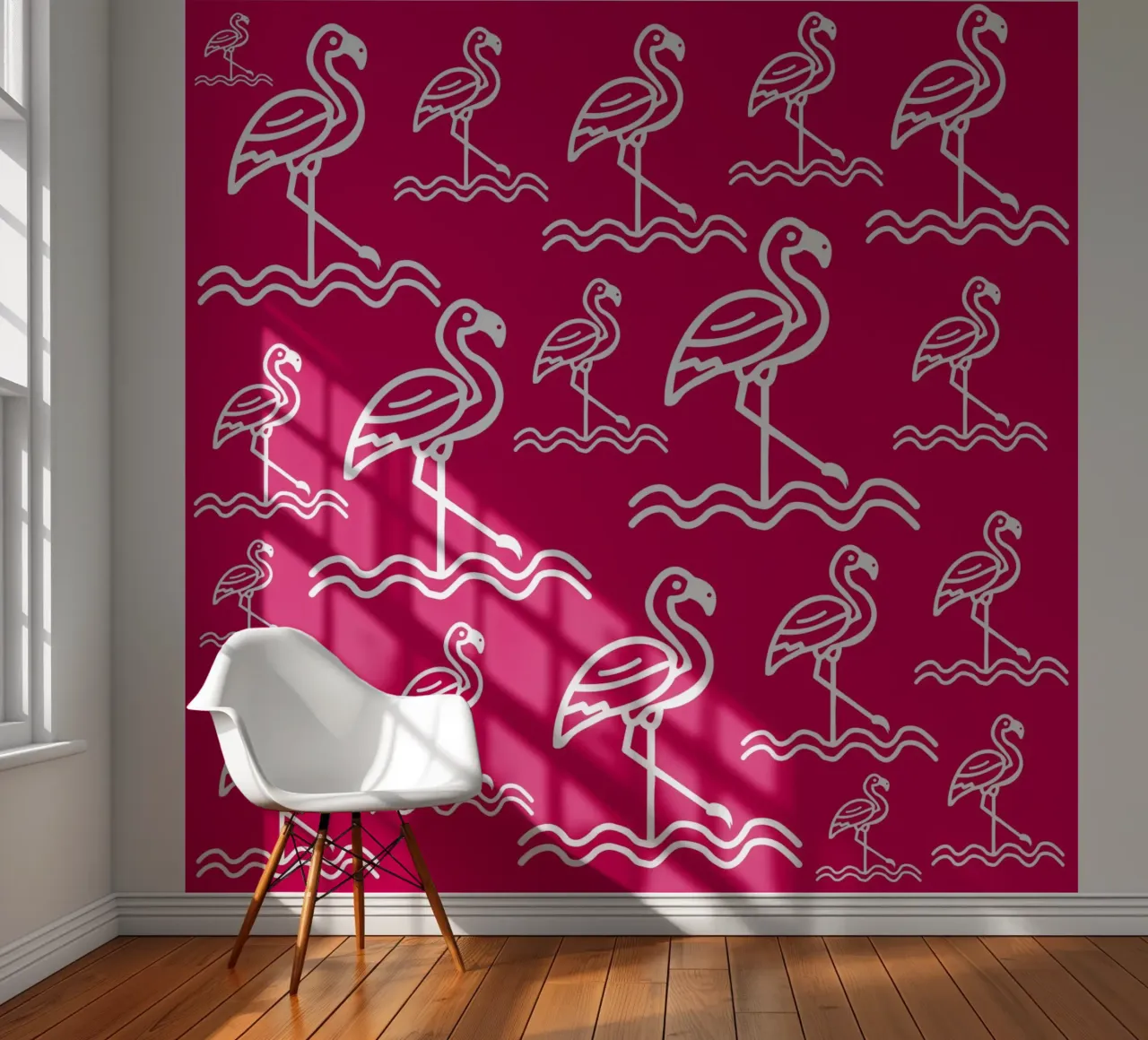 Pink flamingos pattern papel para pared de baobabprintstore