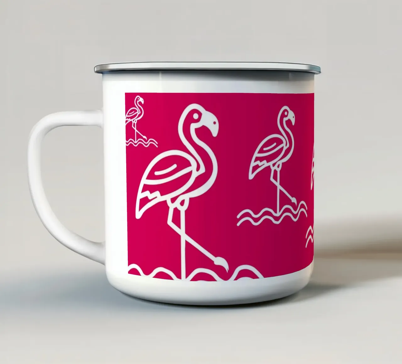 Pink flamingos pattern tazza in smalto da baobabprintstore