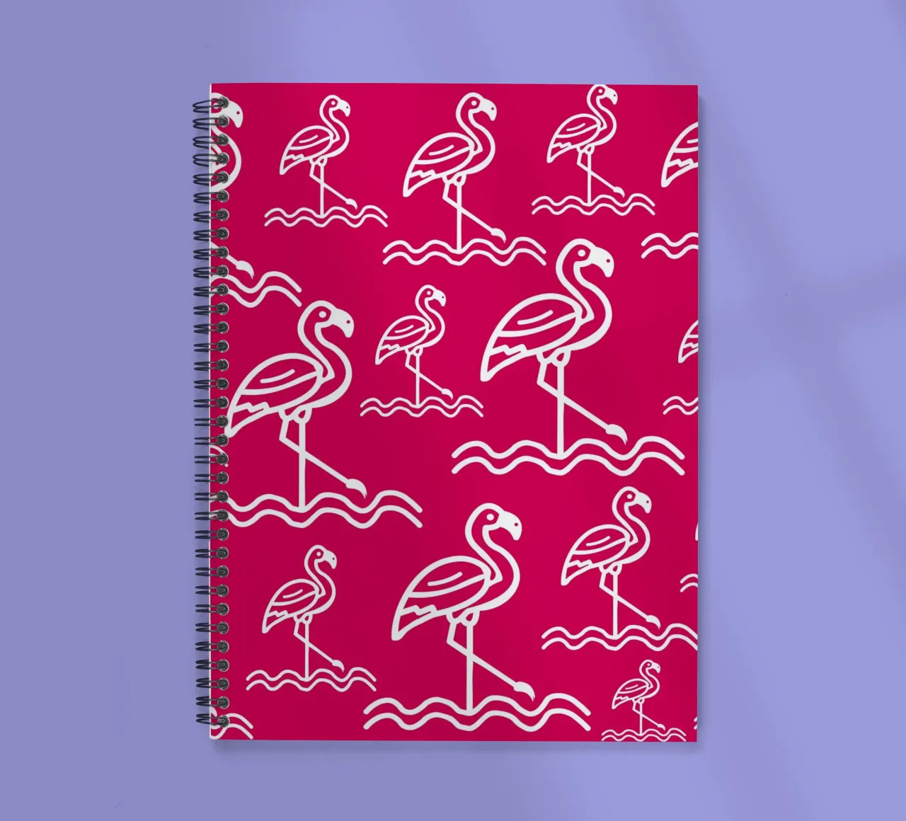 Pink flamingos pattern diario ad anelli da baobabprintstore