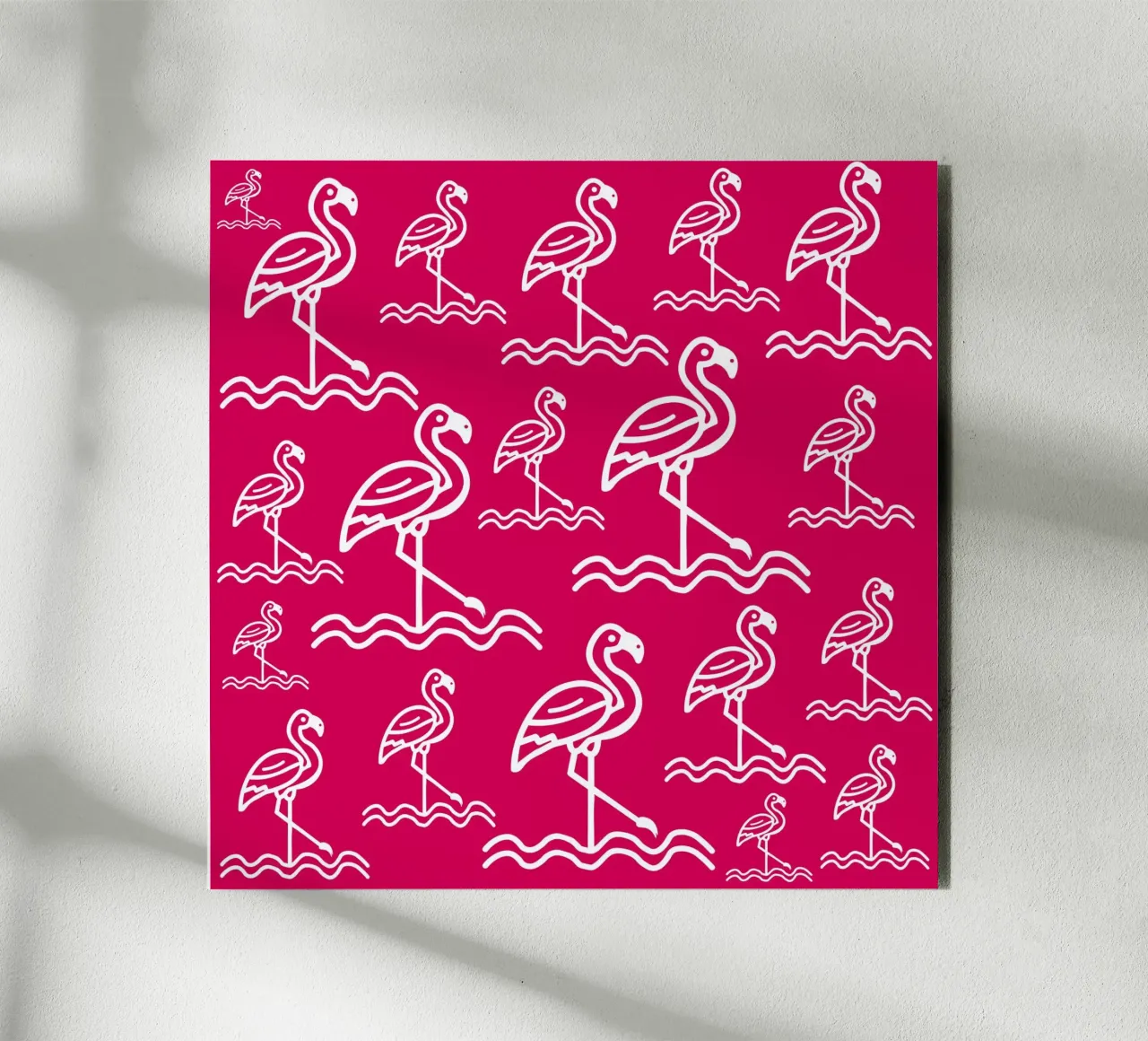 Pink flamingos pattern alluminio dibond da baobabprintstore