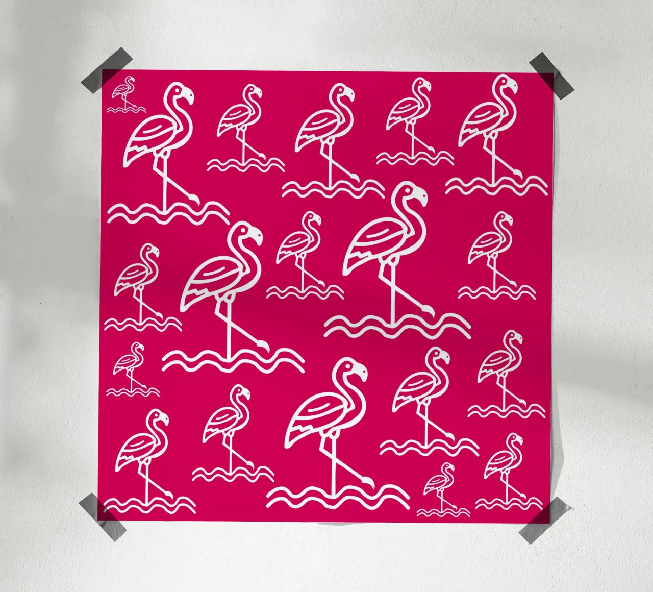 Pink flamingos pattern carta hahnemühle da baobabprintstore