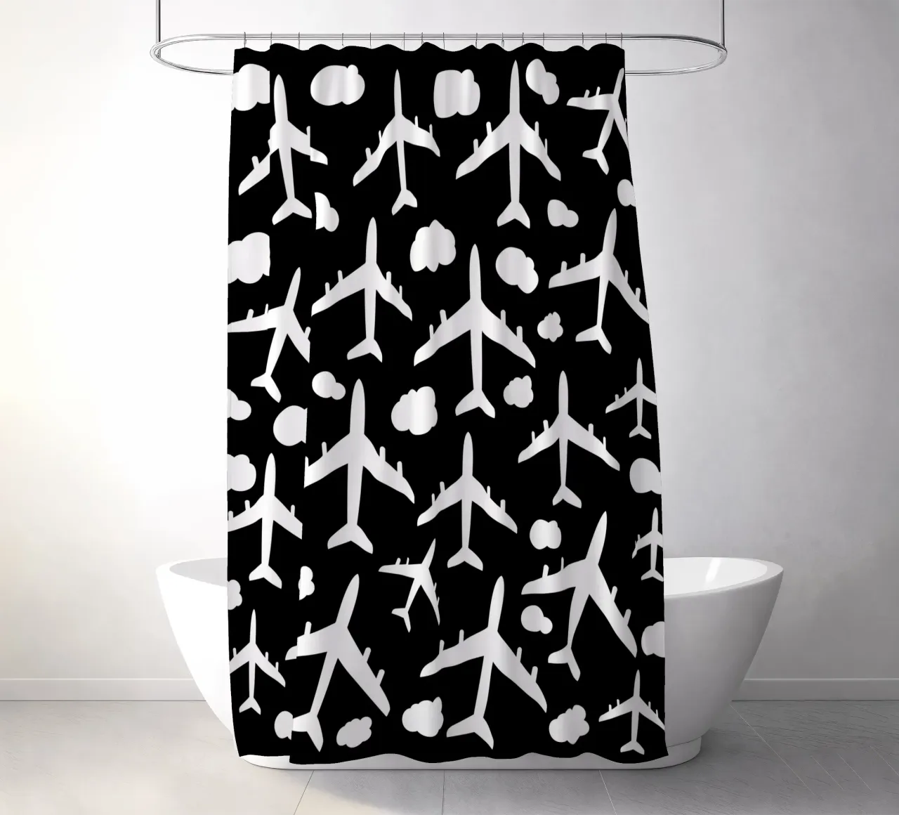 Flying aircraft pattern tenda da doccia da baobabprintstore