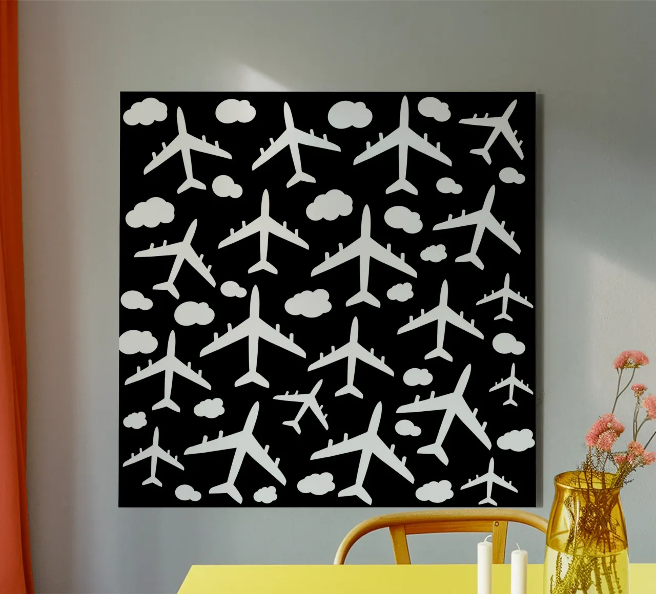 Flying aircraft pattern alluminio dibond da baobabprintstore