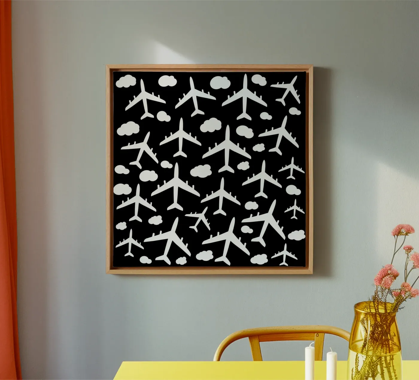 Flying aircraft pattern canvas by baobabprintstore