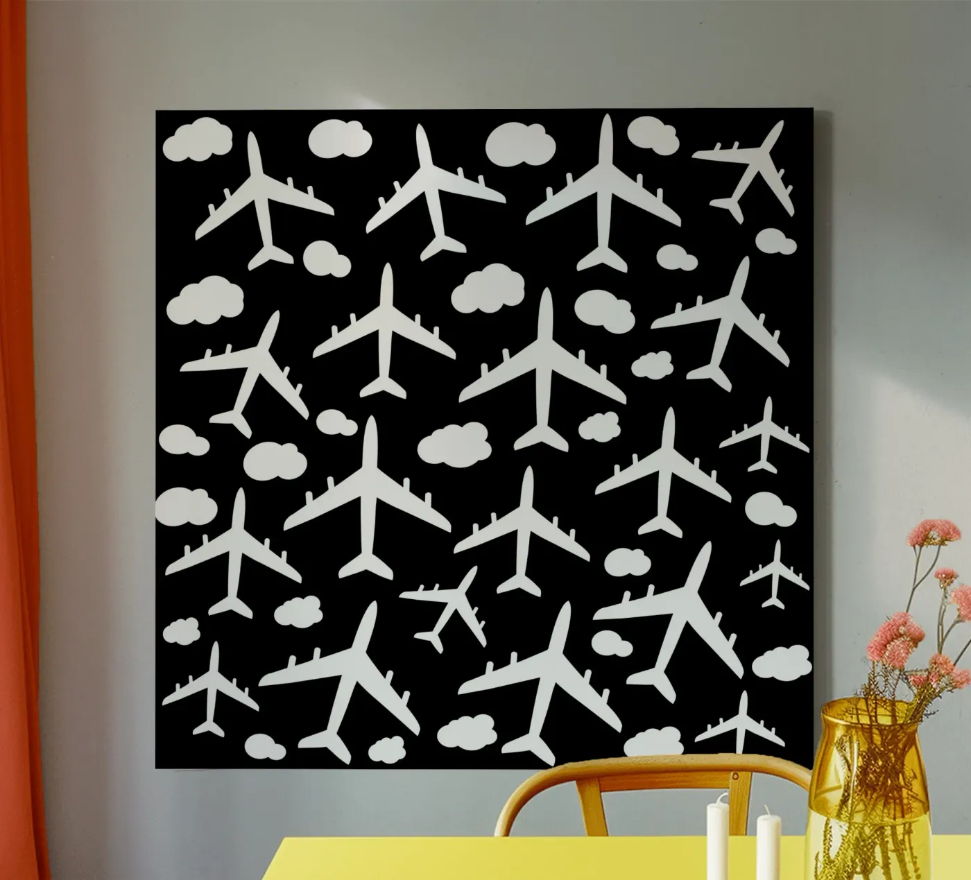 Flying aircraft pattern canvas by baobabprintstore