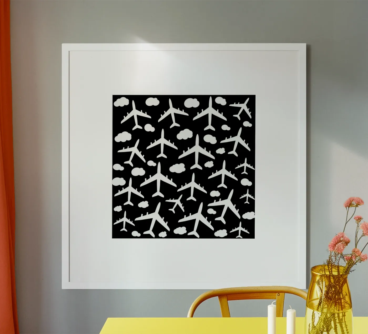 Flying aircraft pattern poster da baobabprintstore